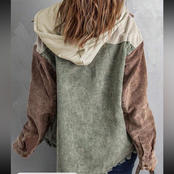 Cozy Corduroy Hoodie Jacket Shacket Button Down Shirt - Picture 9 of 16